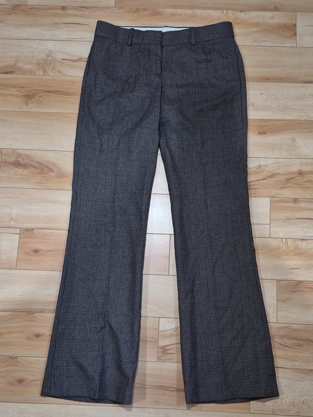 Theory Women's Size 4 Brown Plaid Straight-Leg Trousers